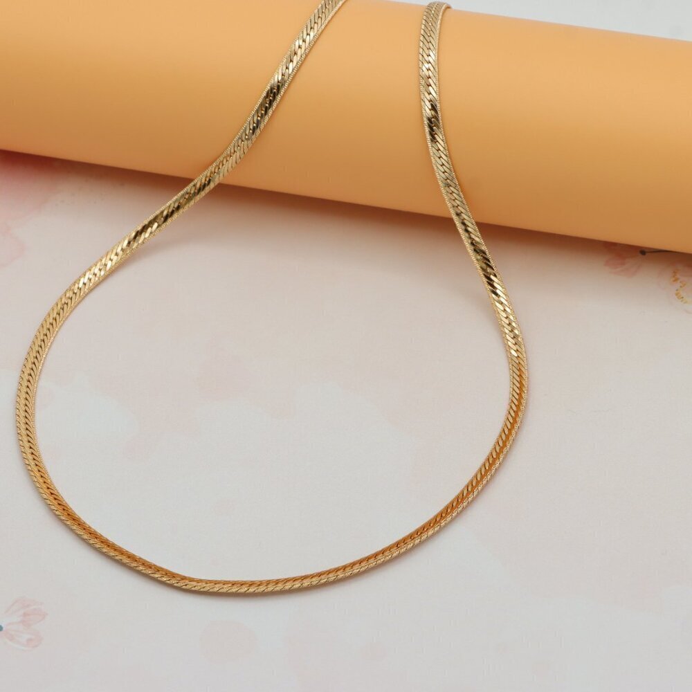 Elegant Rose Gold Flat Herringbone Chain Necklace, XPNL0259 - Picture 10 of 12